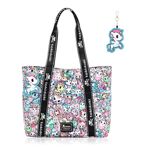 Image of tokidoki Large Tote Bag with Unicorno Keychain Laptop Travel Bag Shoulder Work Tote Weekender Bag Handbag for Women