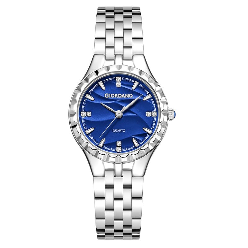 Image of Giordano Analog Quartz Watch for Women with Textured Round Dial, Luminous Hands and Markers, Stainless Steel Strap - GZ-60164
