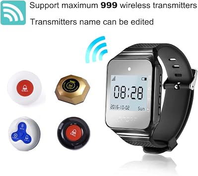 CallToU Caregiver Pager Wireless Smart Call Button Nurse Calling Alert Vibration for Elderly/Patient/Disable at Home 1 Receiver Wrist