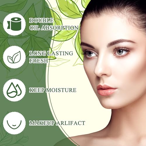 Noveread 5000 Counts Natural Oil Absorbing Facial Blotting Papers, Oil Blotting Sheets for Face Green Tea Oil Control Film Oil Absorbing Sheets for Oily Skin Care Blotting Paper for Women Men Makeup