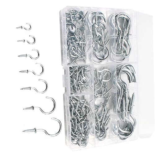 CIYODO 150pcs Ceiling Hook Set White Zinc Shape Hooks for Kitchen Bathroom Storage and Home Decor