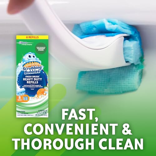 Image of Scrubbing Bubbles Toilet Bowl Wand Cleaner Refills, Fresh Brush Heavy Duty Cleaner Toilet Refill Pads, Removes Limescale & Odors, Citrus Scent, 8 Count (Pack of 1)