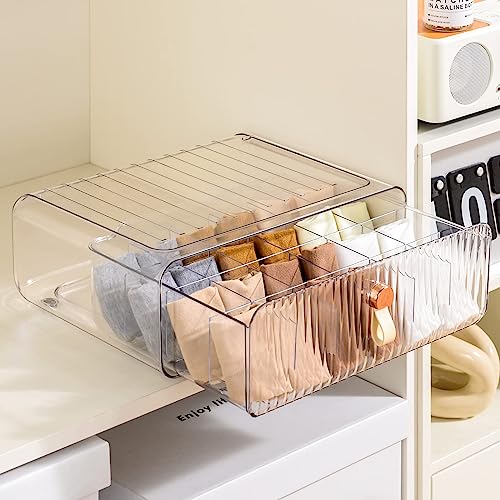 MSHOMELY Unterwäsche Organizer Schublade Aufbewahrung stapelbar Kunststoff Schublade Organizer mit Trennwänden Aufbewahrungsschublade für BHs Socken Krawatten Gürtel Babykleidung 24 Fächer