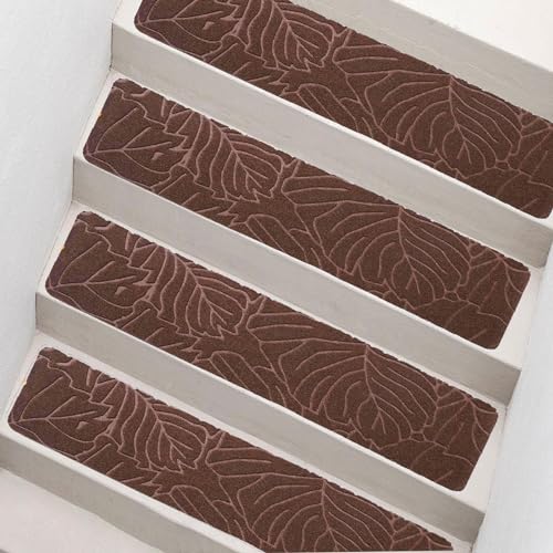 MATAHUM 8"x30" Non-Slip Carpet Stair Treads (15 pcs) Brown