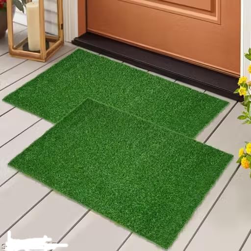 40 x 60 cm Artificial Grass Door Mat, Green, Set of 2, Outdoor Entrance Rug for Home-picture-14