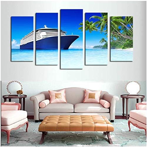 Art de toile pour décoration murale mer et grand navire triptyque polyptyque
