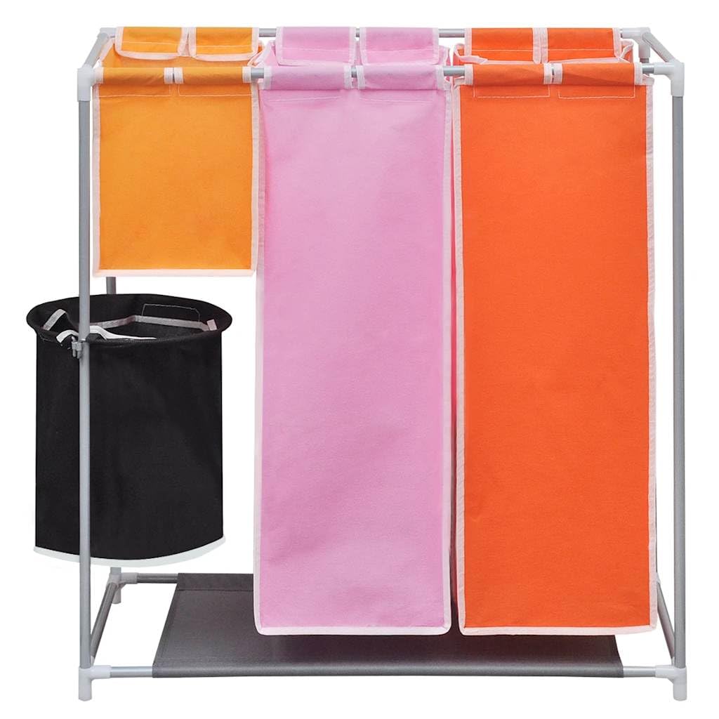 Cesto para la colada de 3 cámaras con cubo de lavado, 2 unidades, plegable, con asa y tapa, para baño, dormitorio, lavandería y habitación infantil