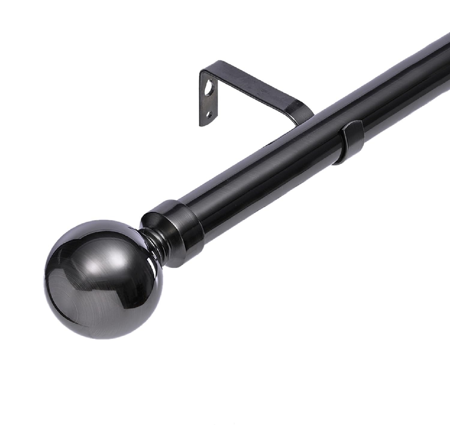 Lister Cartwright Black Nickel (Ball Finial) 28Mm Black Nickle Fixed Metal Curtain Pole Set With Ball Finial Voile Easy Fit To Outdoor, Bedroom, Living Room (150 Cm)