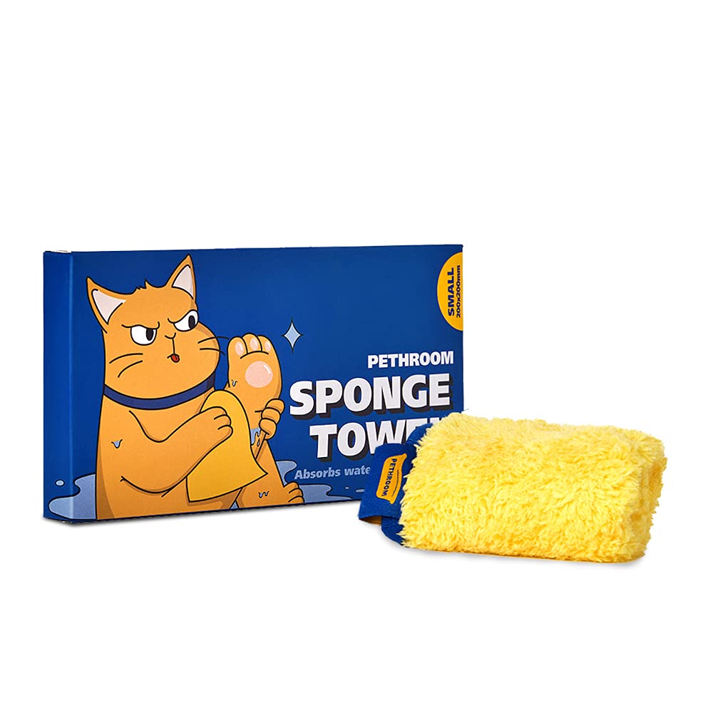 PETHROOM Sponge Dog Towels for Drying Dogs, Cats & Puppies Alike | Lightweight, Highly Absorbent & Quick Drying Doggie Dryer Microfiber Towel | Pet Bath Towel That Absorbs Water Like a Sponge (Small)