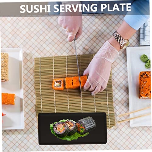 Plato rectangular negro mate de cerámica estilo japonés miniatura 3