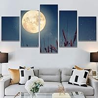 SIGNWIN 5 Panel Canvas Wall Art Modern Art Astronomy & Space Dramatic Minimalist Moon Multicolor Photography for Home Decorations Ready to Hang - 60
