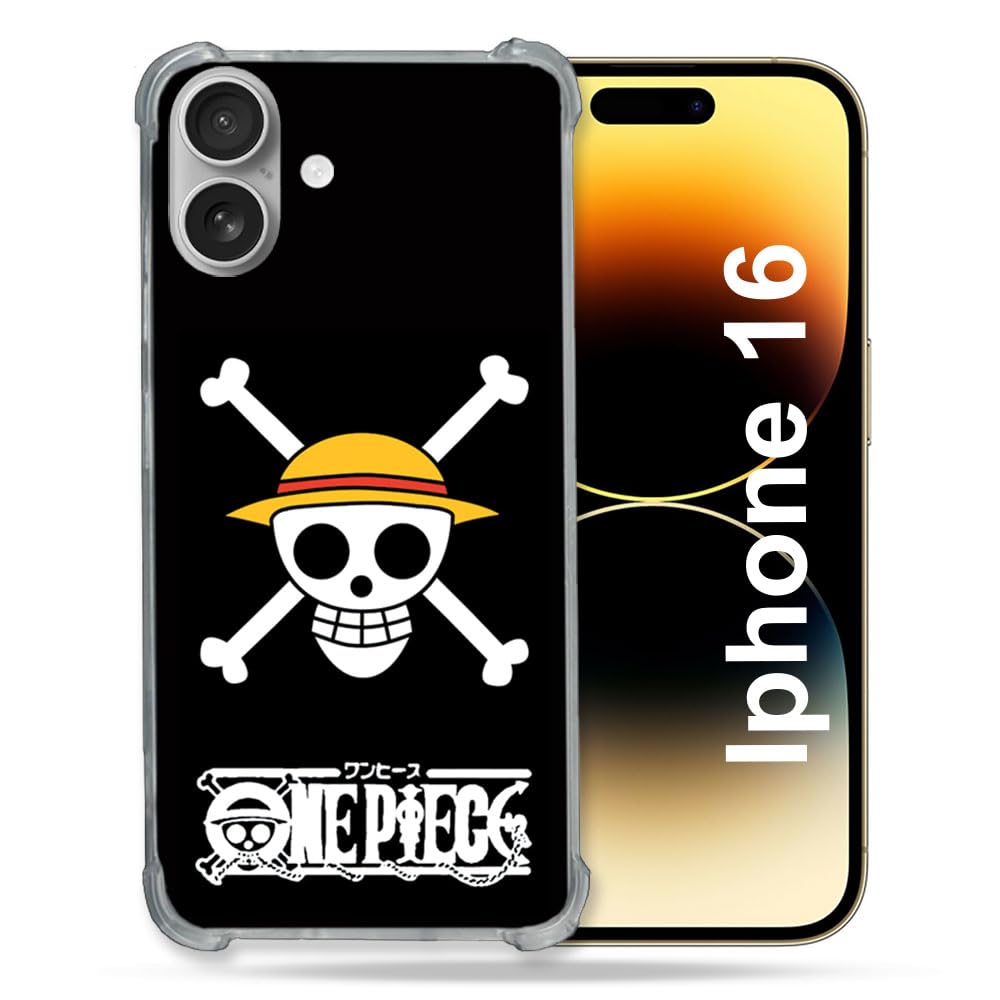 Cokitec Reinforced Case for Apple iPhone 16 Manga One Piece Skull Design