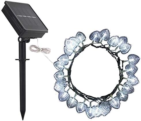 Solar String Lights,DINOWIN 20ft 30LED Heart Light Garden Patio String Lights,Waterproof Indoor/Outdoor String Light 8 Modes Mood Lighting Decorative for Wedding Party Home Xmas Tree (Blue)