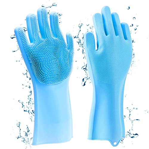 Image of Magic Silicone Cleaning Hand Gloves for Kitchen Dishwashing and Pet Grooming, Washing Dish, Car, Bathroom (multicolor) (C)(pack of)