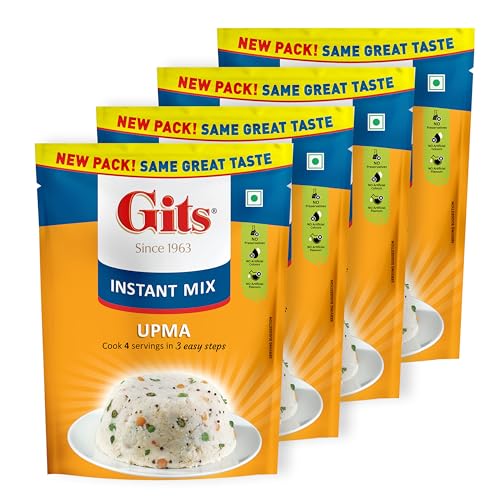 Image of Gits Instant Upma Breakfast Mix, Pure Veg, 800g (Pack of 4 X 200g Each)