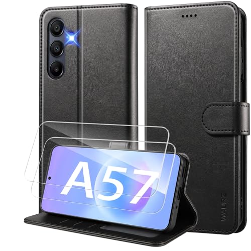 WAURZ Coque pour Samsung Galaxy A57 5G Etui avec 2 Verre Trempé Porte Carte Clapet à Rabat...