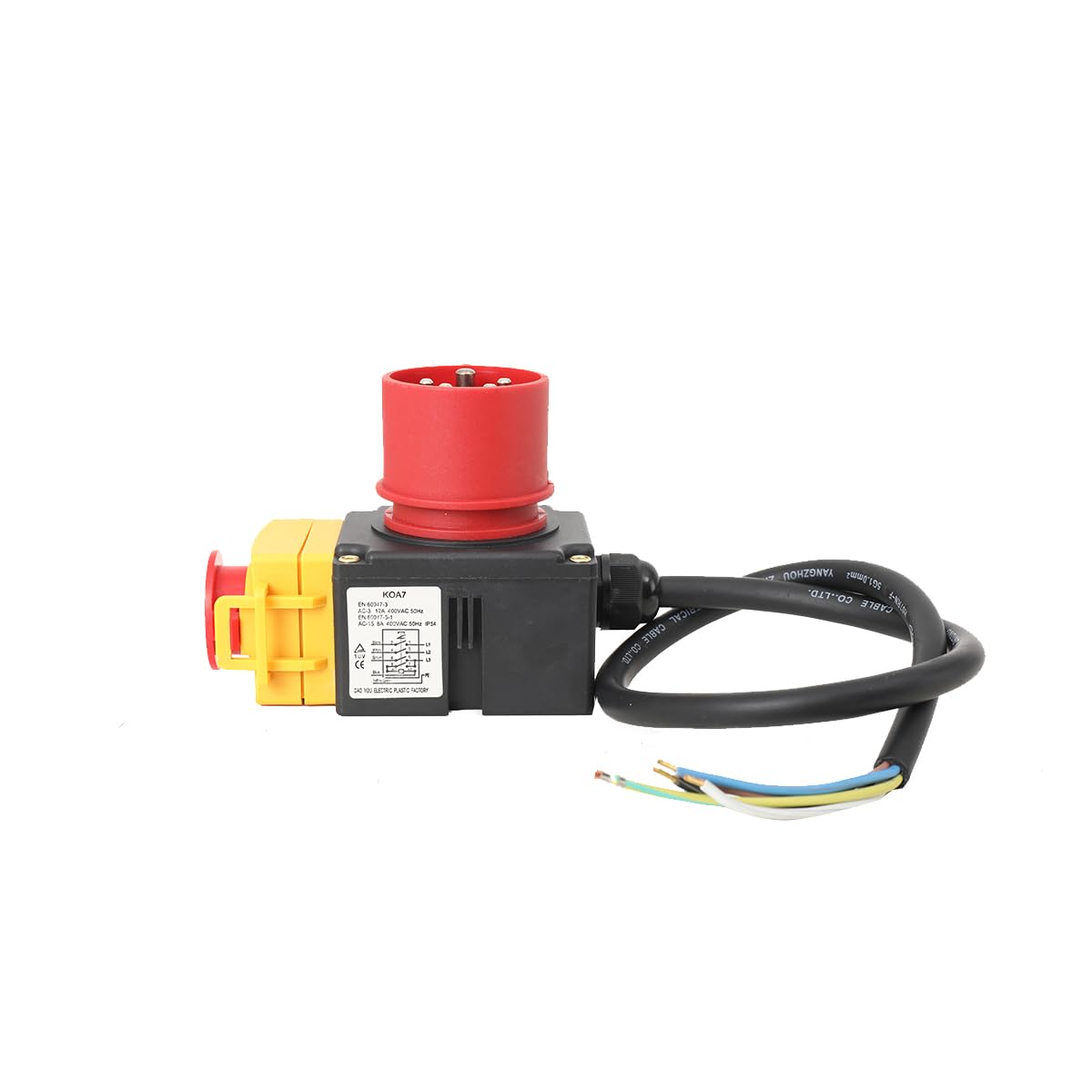 Schalter Stecker mit CEE-Stecker 400V für Holzspalter, Schalter- Stecker Kombination 400V mit Phasenwender