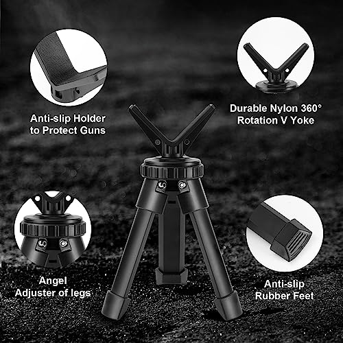 Shooting Rest Tripod, Rapid Shooting Stick Gun Rifle Rest,Lightweight Aluminum Compact Cast Construction Bench Shooting Stand with 360° Rotate V Yoke Holder for Target Shooting Hunting.