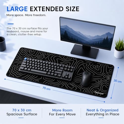 Image of Sounce XXL Extra Large Gaming Mouse Pad 70 x 30 cm, Full Desk Keyboard Mat with Non-Slip Rubber Base, Stitched Edges for Gamers, Laptop, Computer & Workstation (White line)