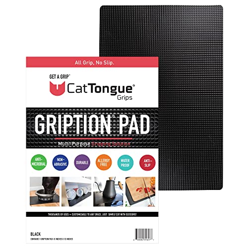 CatTongue Grips Non-Adhesive Anti-Slip Mat - Multi-Purpose Non-Slip Pad for Countertops Desks Tables & Workspaces - Ideal Desk Mat Drawer Liner Laptop Pad & More (Black 8 x 12)