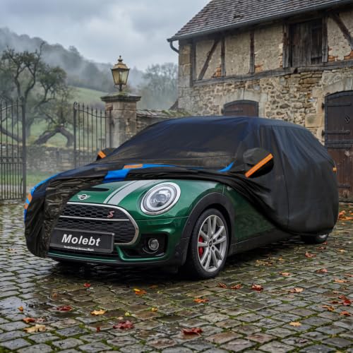 Image of Custom Fit Car Cover for MINI Clubman (2011-2024), Upgraded Waterproof All Weather Outdoor Auto Cover with Driver Door Zipper & Mirror Pockets, UV /Snow /Dust Protection