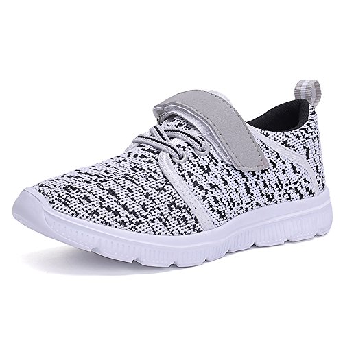 UKRIS Kids Lightweight Breathable Sneakers Easy Walk Casual Sport Shoes for Boys Girls(EU 32,Grey)