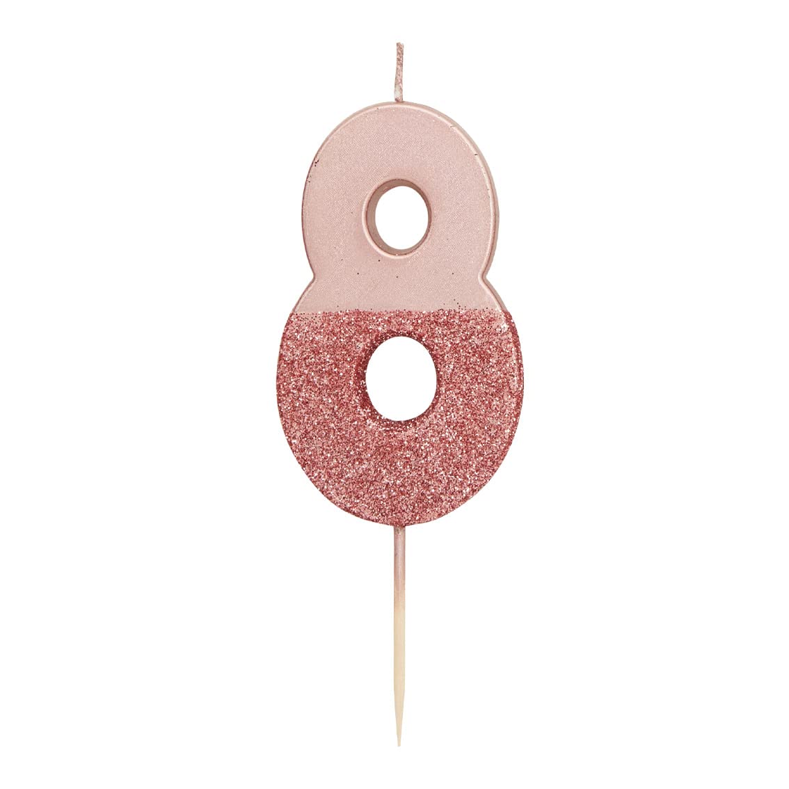Talking Tables Rose Gold Glitter Number 8 Candle | Premium Quality Cake Topper Decoration Pretty, Sparkly | for Kids, Adults, 18th, 80th Birthday Party, Anniversary, Milestone, RoseGold8