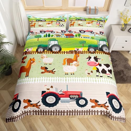 richhome Parure de lit avec housse de couette sur le thème de la nature – Motif tracteur...
