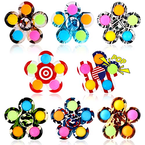 GOHEYI 8 Pack Pop Fidget Spinner,Popper Fidget Spinners Pack Toy,Push Pop Bubble Simple Hand Spinner for Kids Adults,Handheld Popping Sensory Stress Relief Toys