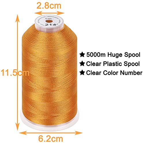 New Brothread - 2 Huge Spools 5000M Each Polyester Embroidery Machine Thread 40Wt For Commercial And Domestic Machines - Deep Gold #TOP1