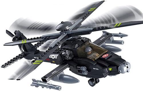 Miniatura 1 de Bloque de construcción de helicópteros, kits de construcción de aviones militares, con 1 figura, 293 piezas de bloques de construcción de la fuerza