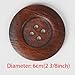 Chenkou Craft 20pcs Large Size 60MM Brown Round Wood Buttons 4 Holes Craft Sewing Button