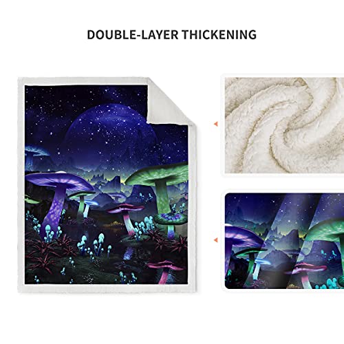 Jekeno Mushroom Blanket Gifts For Women - Unique Presents For Mushroom Lovers Mom Teen Girls Men Kids Birthday Christmas Bedroom Decor Cozy Plush Galaxy Space Fantasy Plant Print Sherpa Throw 50"X60" #TOP2