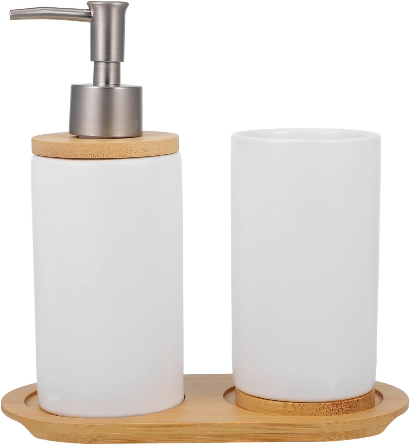 Cabilock 1Set Bathroom Accessory Set of Toothbrush Holder Tooth Brushing Cup Lotion Dispenser with Base Tooth Cup Lotion Bottle Stylish Home