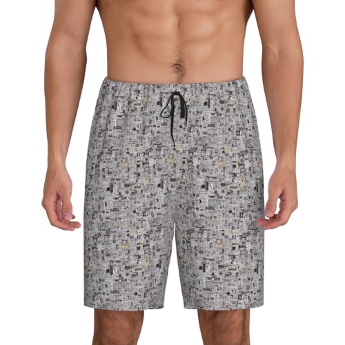 Pantalon de pyjama court homme imprimé journal vêtement de nuit léger