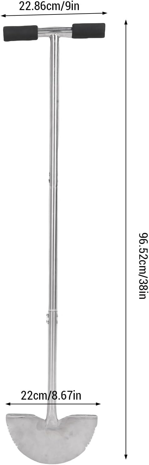 Luqeeg Saw Tooth Edger Lawn Tool, Half Moon Lawn Edger with 96.5cm Long Non Slip T Handle and 22cm Wide Foot Plate, Detachable Handheld, Manual Tool for Garden, Sidewalk