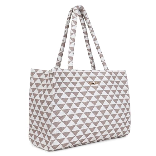 Carrylux-Spacious-Tote-Handbag-Shoulder-Bag-For-Women-With-Embossed-Geometric-Print