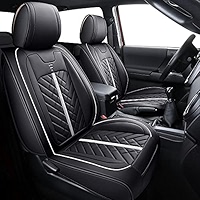 Tomatoman Coprisedili Per Toyota Tacoma 2005-2024 - Ecopelle Impermeabile Nero/Rosso - Compatibili Airbag - Set Completo Per Cabina Doppia E Access - 4