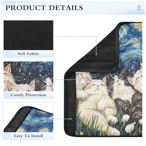 Image of Starry Night Floral Ragdoll Cats Cartoon Seat Belt Cover Pad 2 Pcs Soft Cute Seatbelt Covers Protector Support Head Neck Shoulder Strap for Car Seats High Chair Backpack for Adults Kids Women M