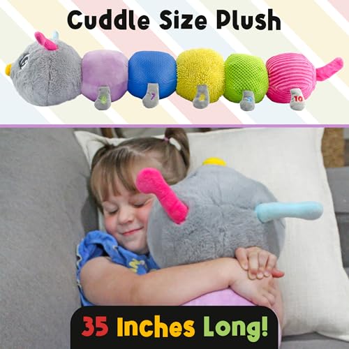 Image of MEAVIA Cuddlebug Caterpillar Body Pillow Sensory Snuggle Vibrating Plush, 35 inch Jumbo Stuffed Toy, FEELix Collection