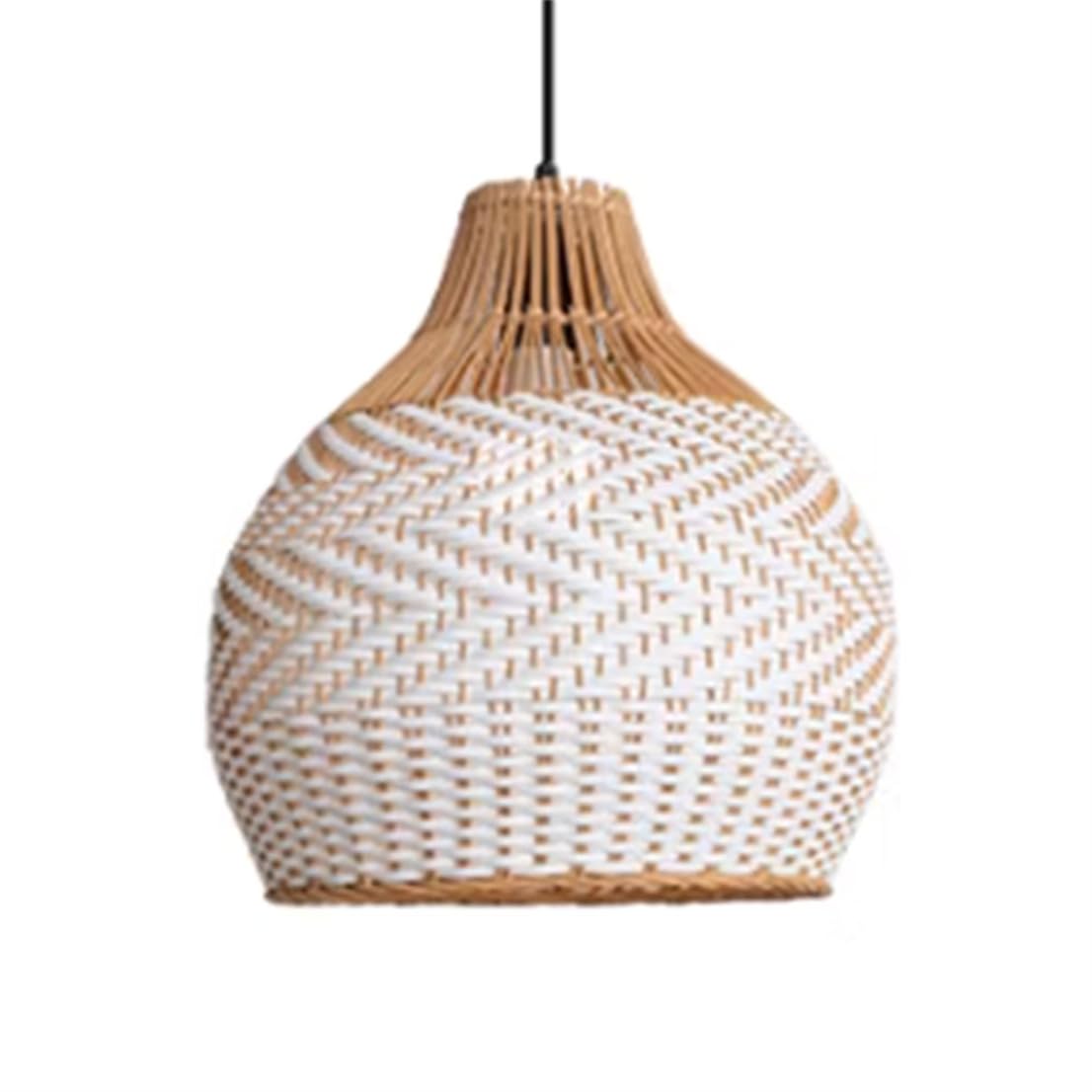 Cwvyknp A White Rattan Light Fixtures Ceiling Mount For Kitchen Island, Japanese Style Bedroom Lighting Lampshade Handmade Round Hanging Light Fixtures For Dining Room,Living Room, Hallway, Foyer