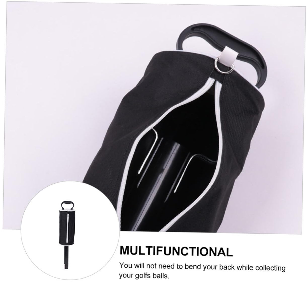 PRETYZOOM Recogedor de Bolas de Golf Desmontable, Capacidad 70 Bolas, Negro