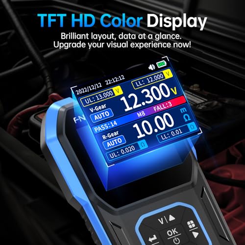 Image of FNIRSI HRM-10 Precision Voltage Internal Resistance Battery Tester | 100V 200Ω, for All Types of Batteries, Car Battery Tester, Battery Checker Tester, AAA AA Battery, Household Battery Analyzer
