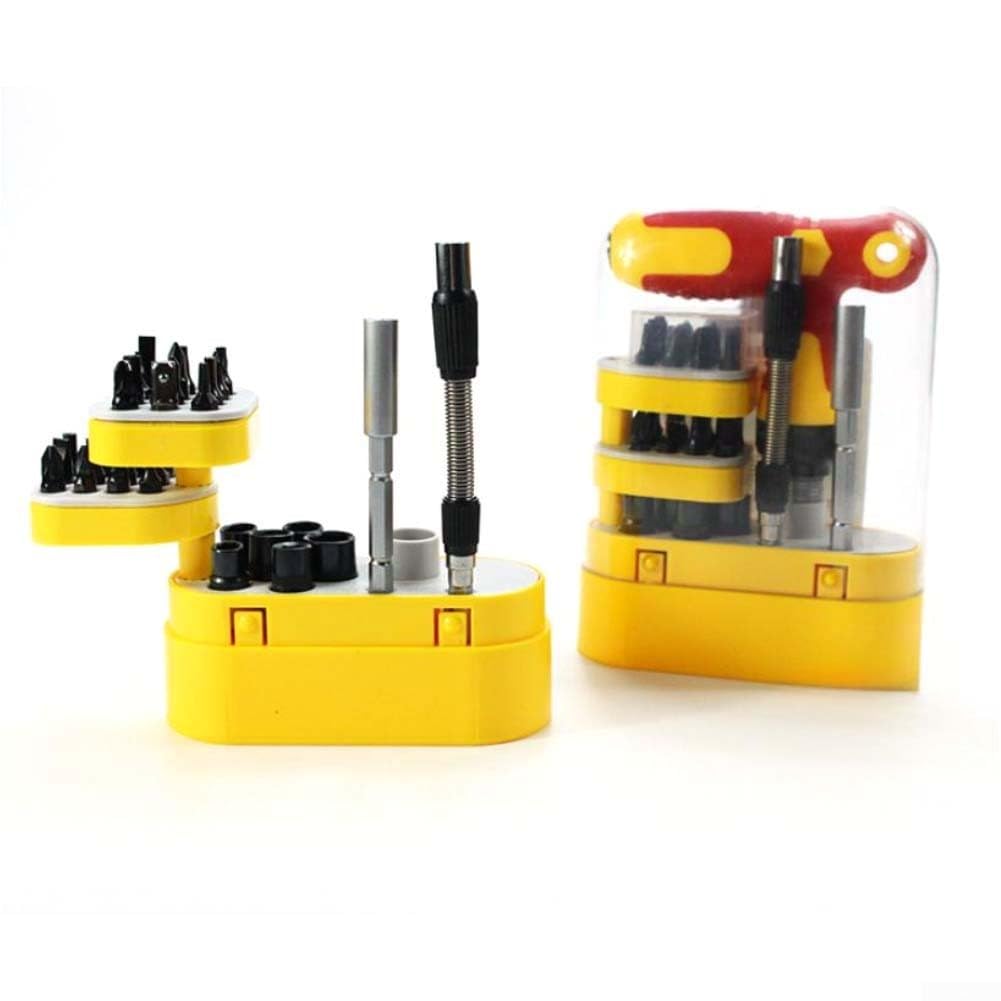 Eawfgtuw Juego de destornilladores de trinquete en forma de T con mecanismo bidireccional, varilla extensible para un alcance profundo, mango ergonómico de polipropileno, puntas de metal para