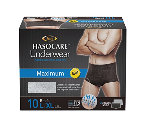 HASOCARE Breathable Incontinence Underwear for Men, Maximum Absorbency, Large/X-Large, 10 Count