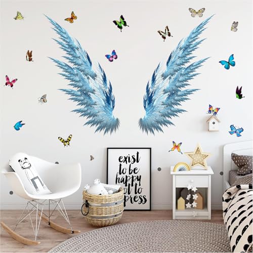 Vinilo Decorativo Alas de Ángel Azul y Mariposas miniatura 7