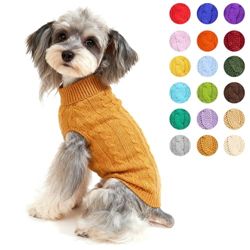 Image of Dog Sweater Soft Warm Turtleneck Knitted Clothes for Small Medium Large Pet