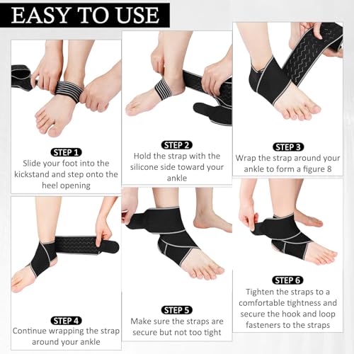 KTSAY Ankle Brace for Sprained Ankle, Ankle Support for Women & Men, Adjustable Compression Wrap for Achilles Tendonitis & Plantar Fasciitis Relief (Grey) - Thumbnail 3