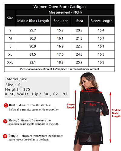 Iclosam Women Casual Long & 3/4 Sleeve Lightweight Open Front Cardigan Sweater Soft Drape Open Front Crochet Cardigan #TOP4