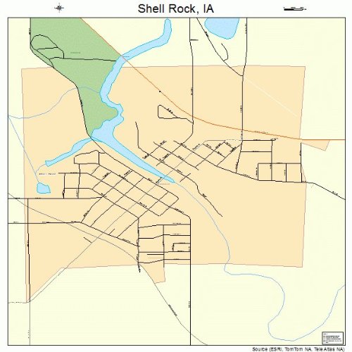 Large Street & Road Map of Shell Rock, Iowa IA Printed poster size